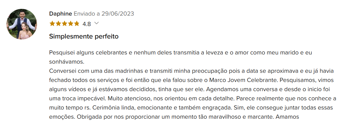 Depoimento 8 de casal celebrado por Marco Aurélio