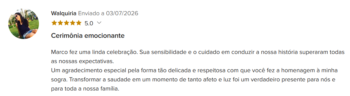 Depoimento 1 de casal celebrado por Marco Aurélio